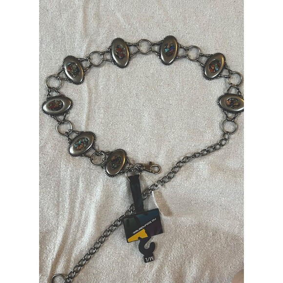 No Boundaries Women's Metal Chain Belt - Resin Rocks -  Stone Design -  Size M/L - Picture 2 of 11